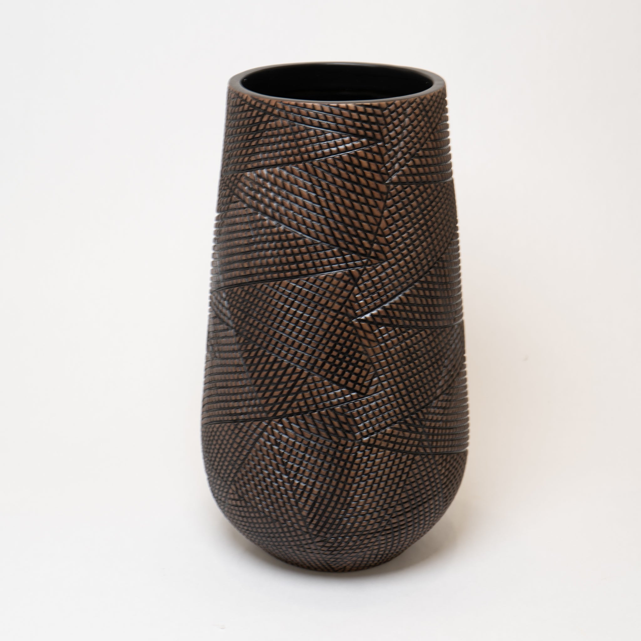 Diamond Hatch Carved Floor Vase