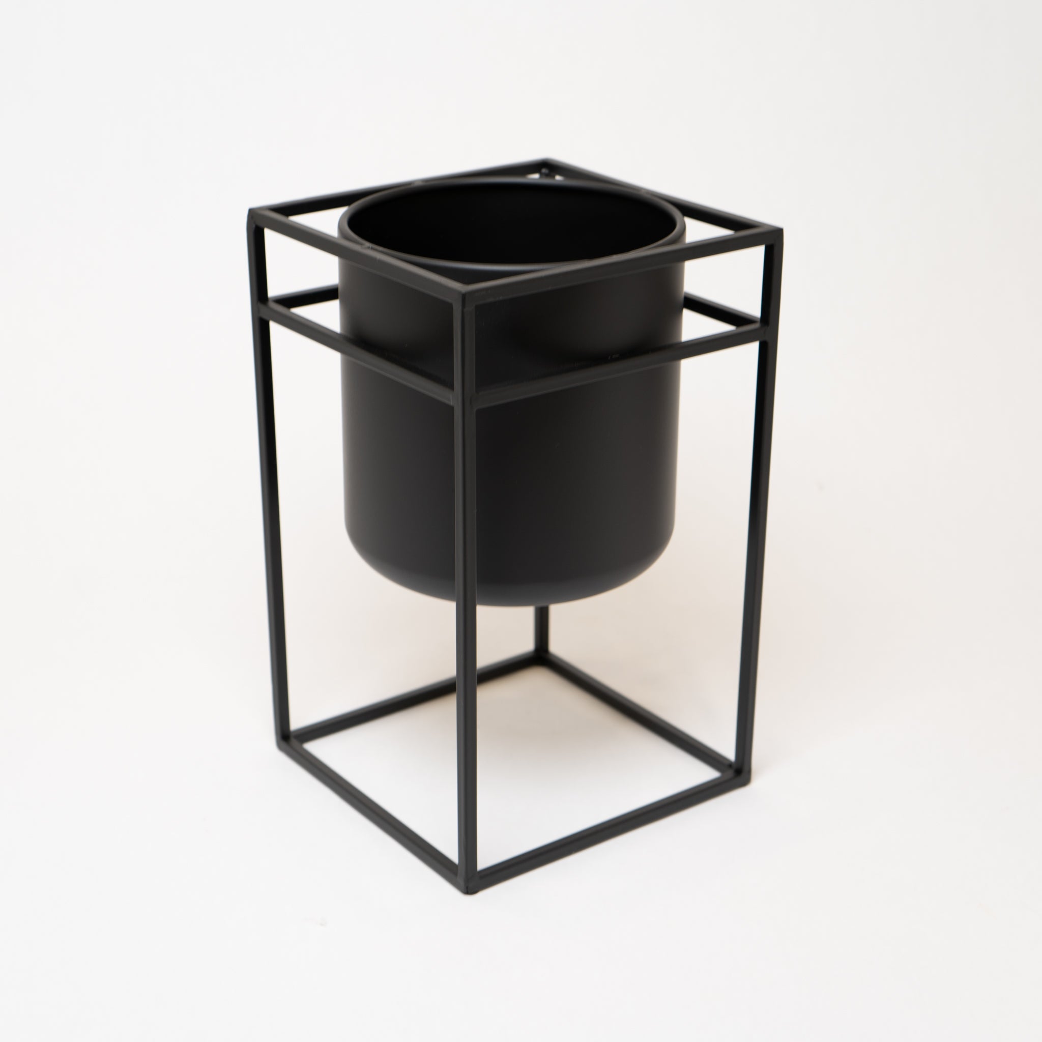 Black Metal Box Frame Standing Drop In Planter