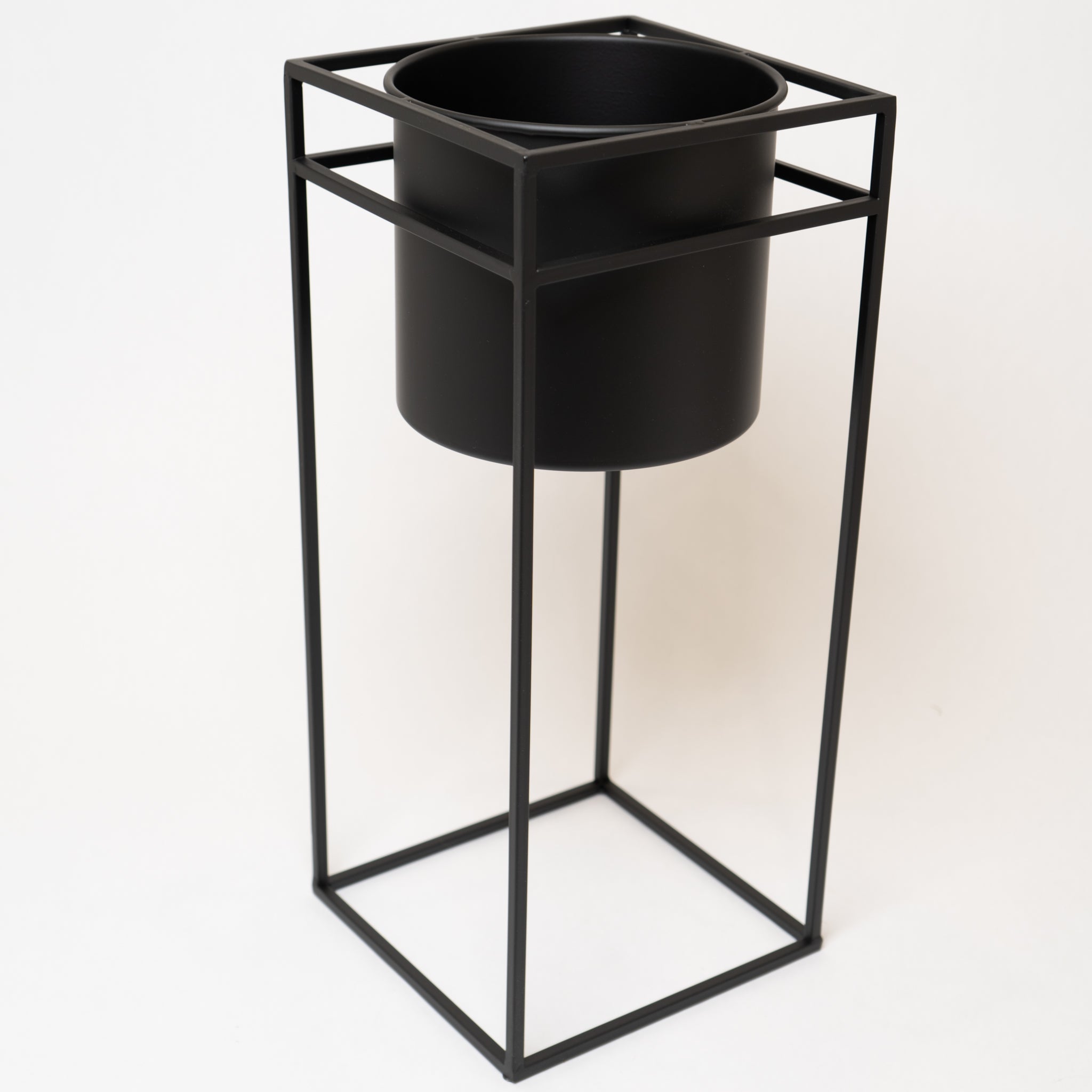 Black Metal Box Frame Standing Drop In Planter