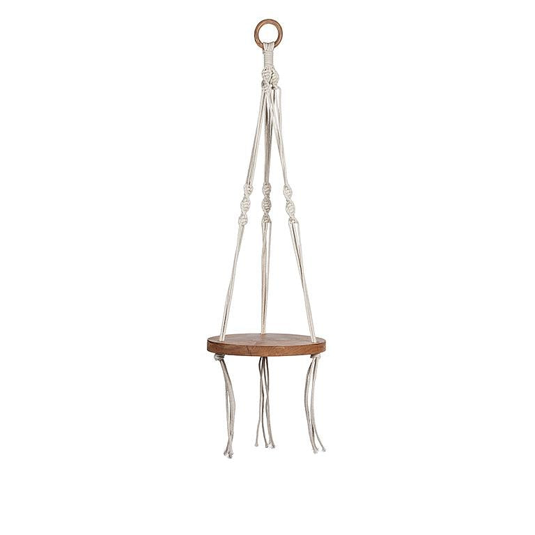 Macrame Plant Hanger With Wood Base