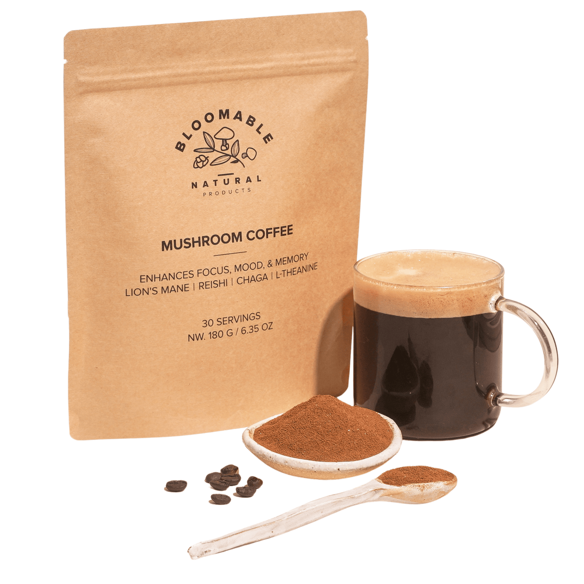 Mushroom Coffee with Lion’s Mane, Reishi, Chaga & L-Theanine (30 servings)