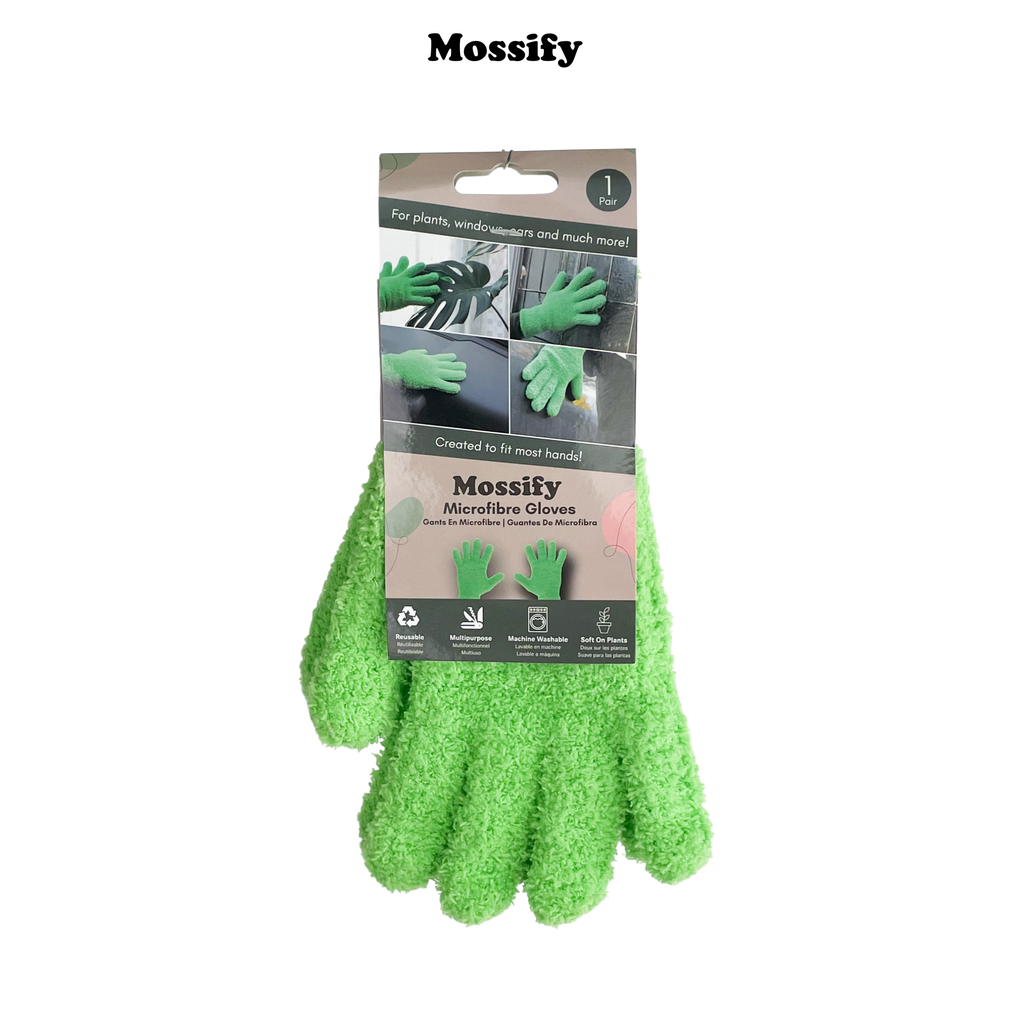 2 Microfiber Gloves - Leaf-Shining Gloves: Green