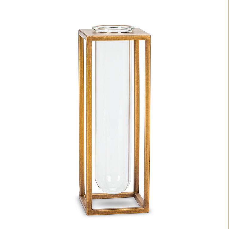 Single Tube Vase With Gold Rack